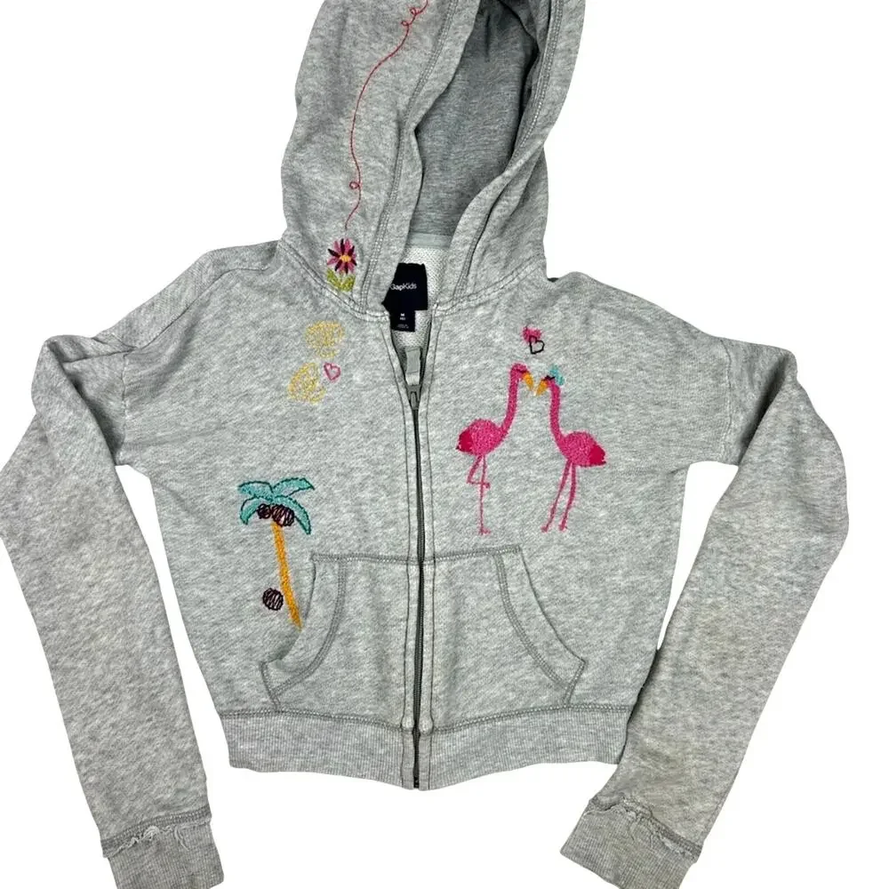 GAP Gray Kids Jacket with Flamingo Design